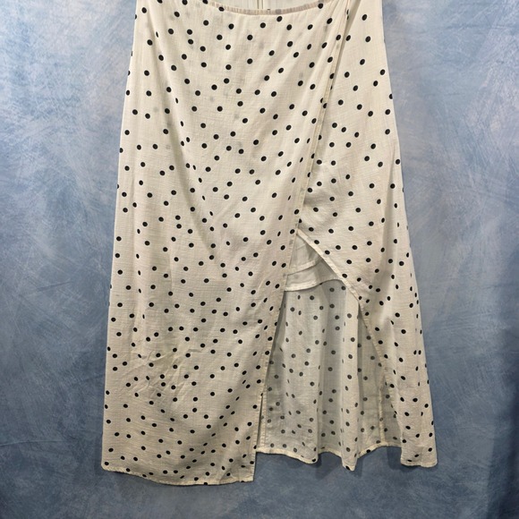 Lush Polka Dot Cutout Midi Dress White Black Ruffle Surplice Womens Size Medium - Picture 3 of 7